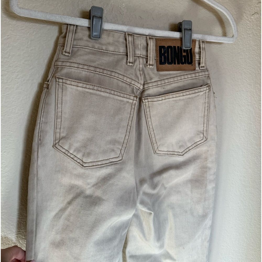 Vintage BONGO High Waisted Mom Jeans Sz 0 Cream Tan Contrast Stitch Western